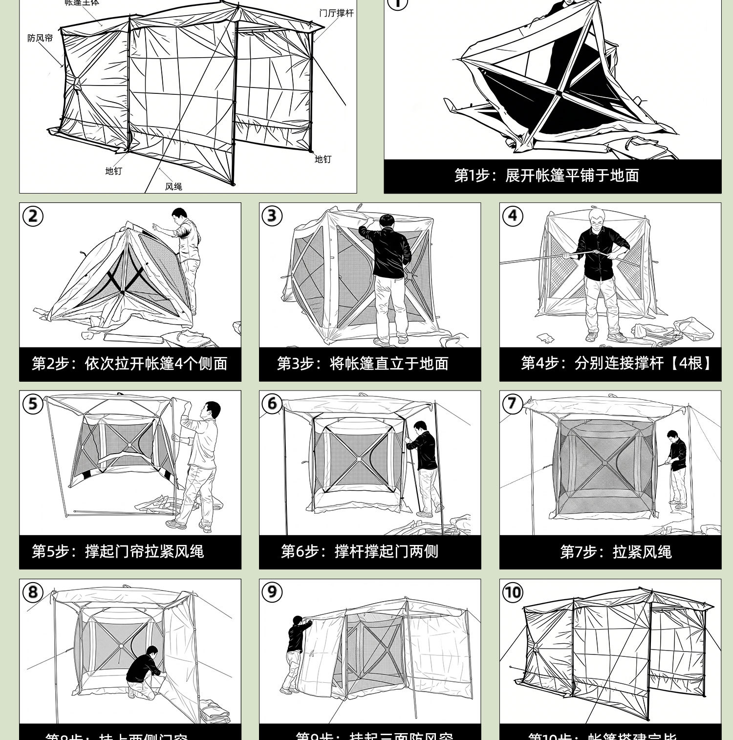 Four-Corner Car Rear Tent Canopy Quick-Open Gazebo for Self-Driving Tours, Rvs, No-Setup Camping Outdoor Tent