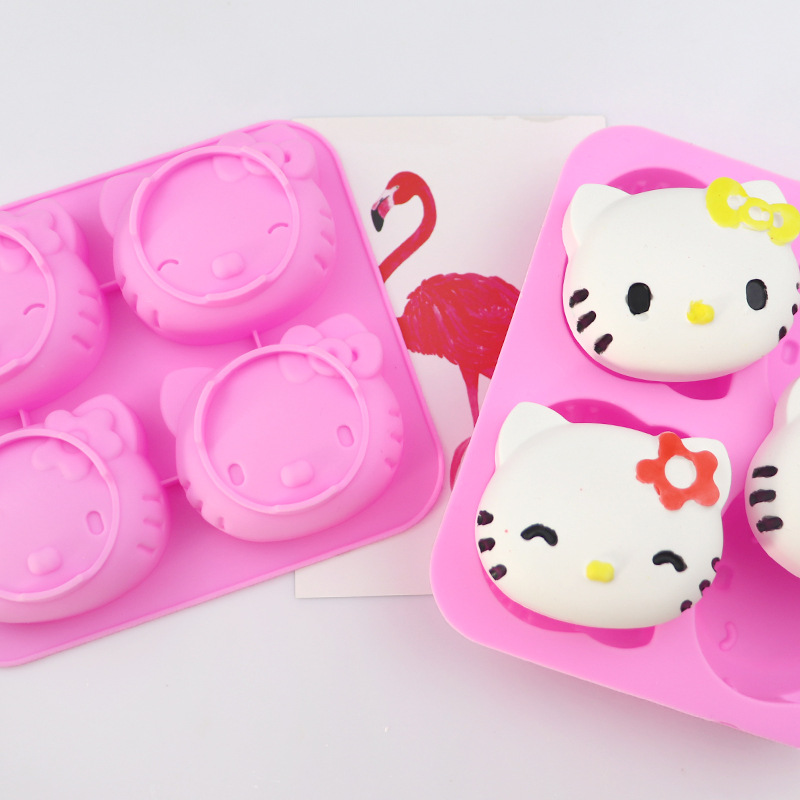 明昊 4连猫头 硅胶蛋糕模具 手工精油皂模具 DIY创意烘焙