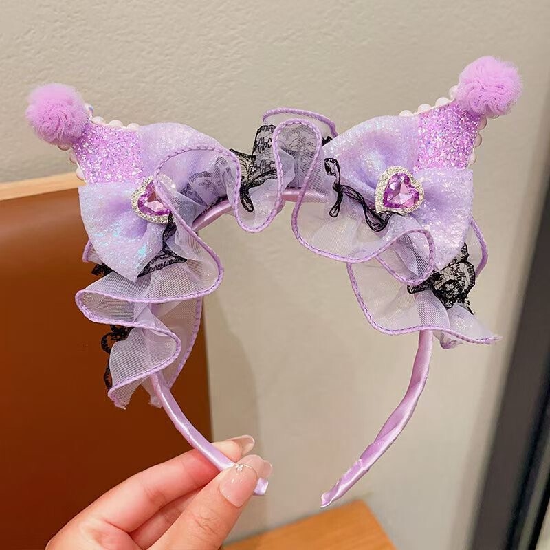 新しい女の子のクロミヘアバンドサンリオヘアピン子供用ヘアバンド小さな女の子のヘアプレスヘッドバンドは頭を締め付けず、滑り止めです|undefined