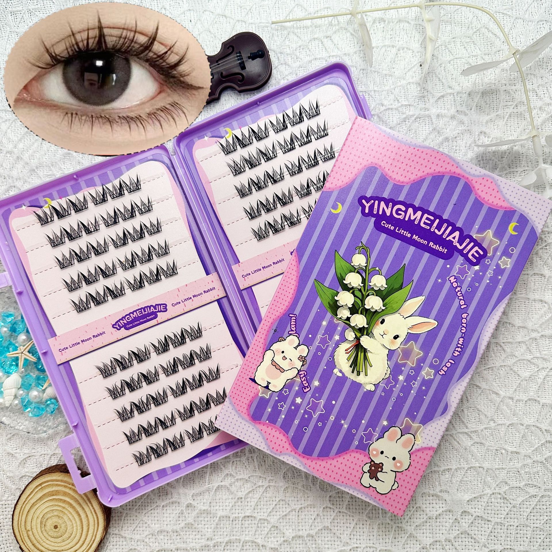 20 filas de paquete de caja de regalo de pestañas falsas transfronterizas, pestañas falsas densas, pestañas falsas sin pegamento.