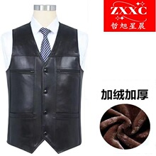 特价处理男士真好皮马甲男中老年坎肩皮背心加厚保暖皮毛一体马夹