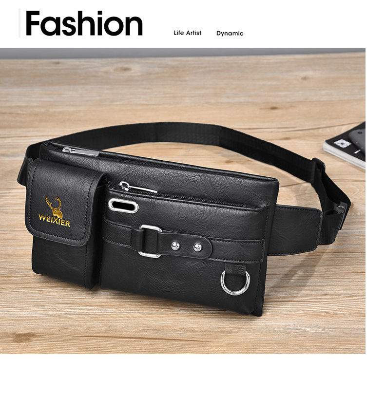 2023 New Hot Selling Men's Shoulder Bag Crossbody Bag Tactical Chest Bag Mobile Waist and Crotch Bag Multi Functional Chest Bag Retro PU Waist Bag_voghion.com