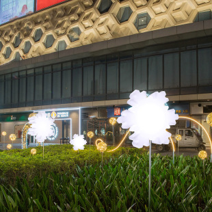 Cross-border Christmas Snowflake Light Solar Lawn Light Square Landscape Light Shopping Mall Lighting Outdoor Atmosphere Reed Light