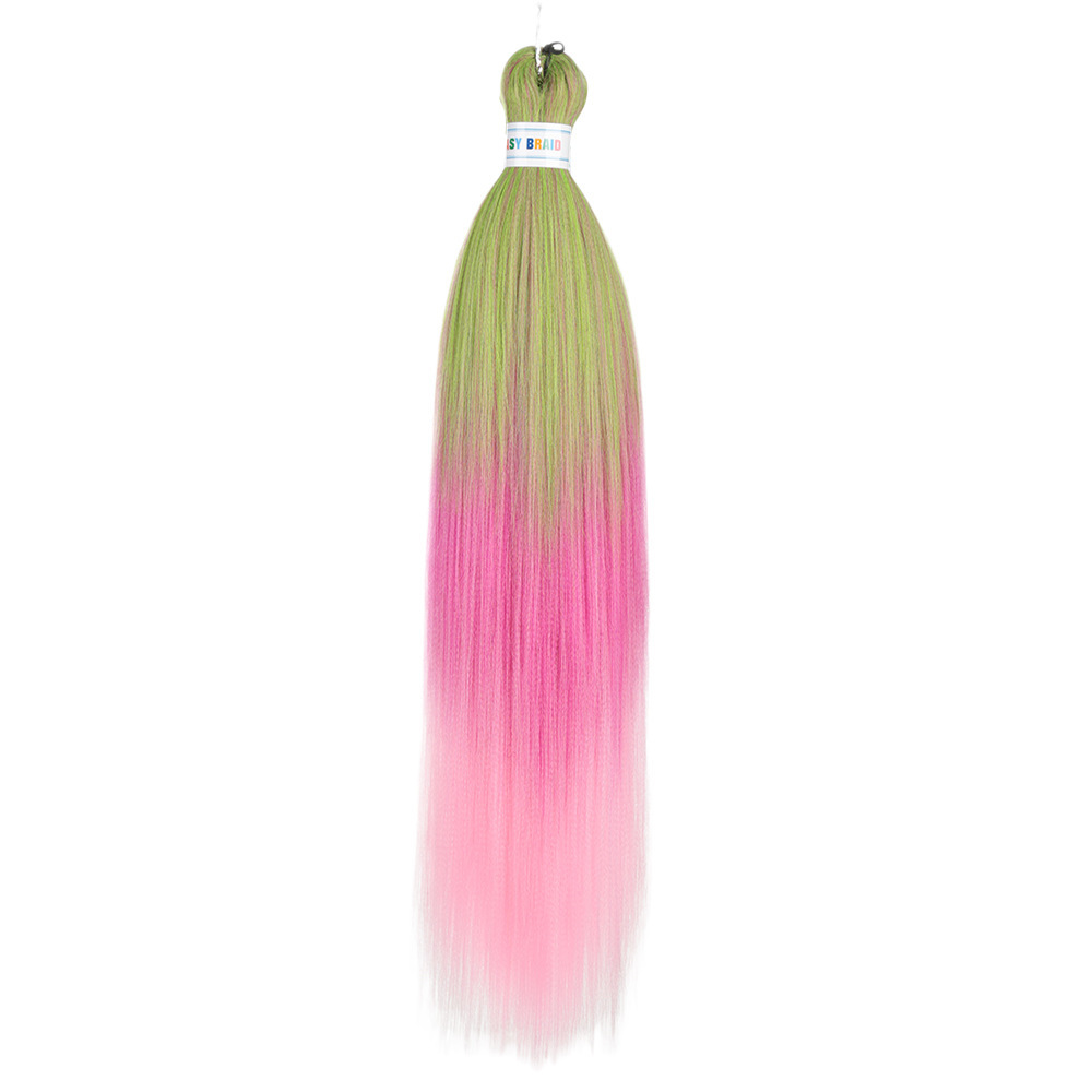Trenzas fáciles de hacer de 26 pulgadas, cabello sintético colorido, trenzas grandes EZ, fibra sintética de baja temperatura, color degradado, cabello largo y liso.
