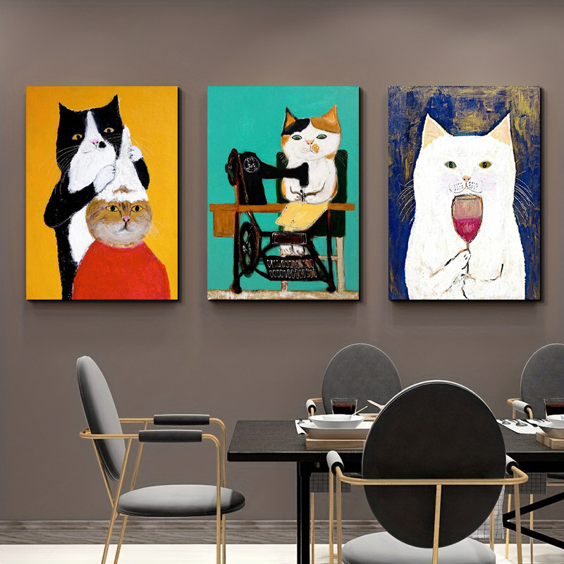Cross-Border Amazon Temu Canvas Poster Living Room Decoration Painting Cartoon Cat Restaurant Hanging Painting High-Definition Painting Core Wholesale Cross-Border Amazon Temu Canvas Poster Living Room Decoration Painting Cartoon Cat Restaurant Hanging Painting High-Definition Painting Core Wholesale