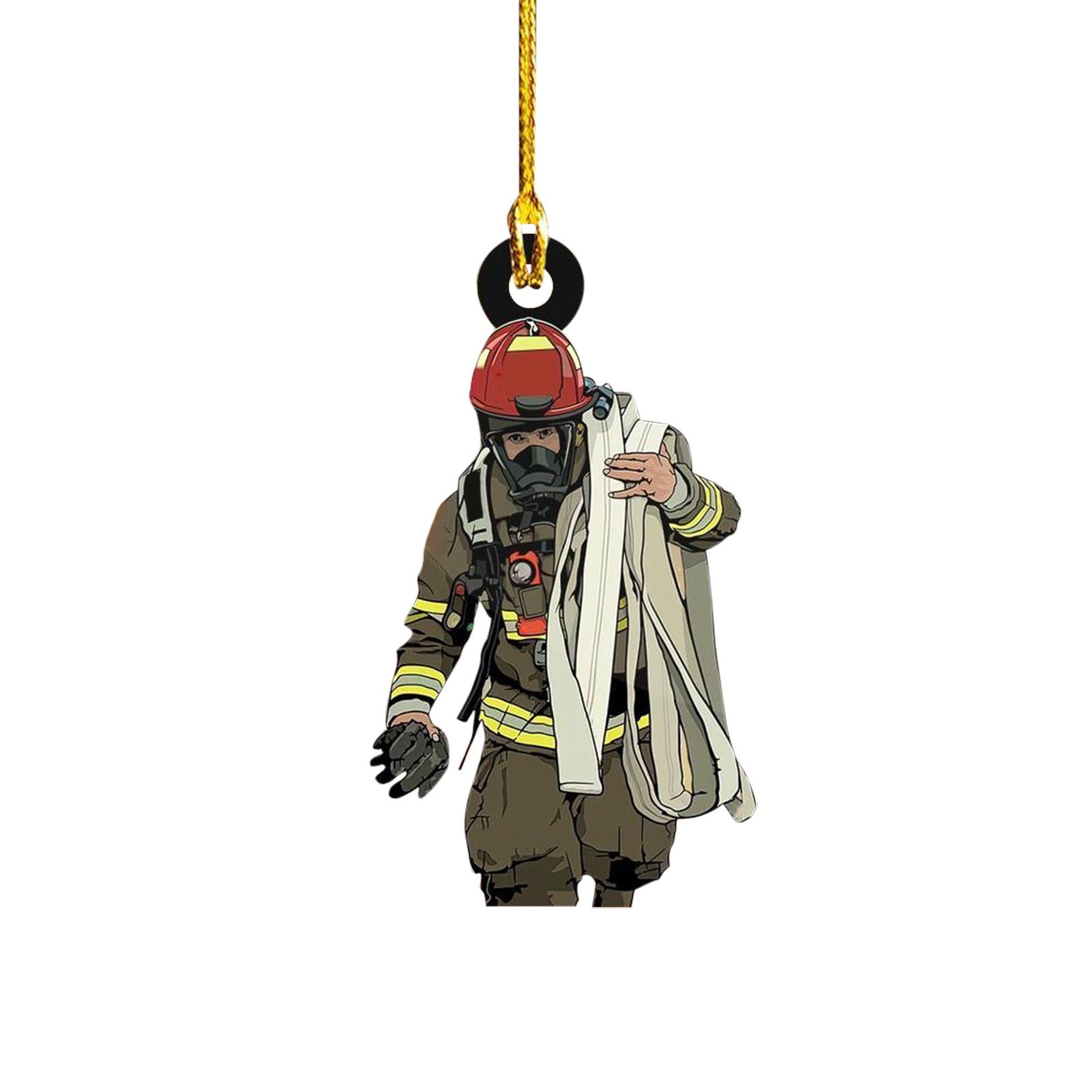 Bombero de dibujos animados transfronterizo colgante creativo hogar árbol de navidad decoración colgante de acrílico
