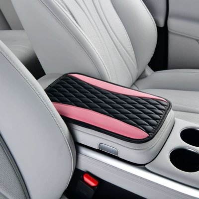 armrest cover, memory foam Armrest box pad - double-rhombus-design-no-side-ears-black-and-pink