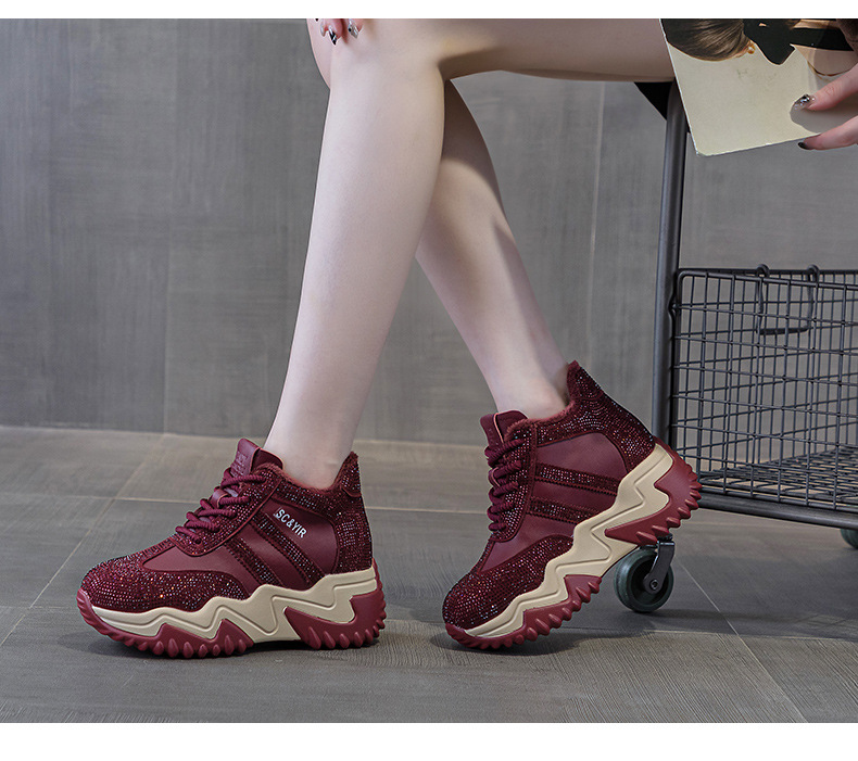 Giày sneaker nữ chunky đế dày phong cách hot girl, cổ điển năng động mùa đông 2025 — M2669 màu vàng một lớp lót trong, M2669 một lớp màu đen, M2669 màu đỏ một lớp bên trong, M2669 màu xám một lớp bên trong chi tiết 26