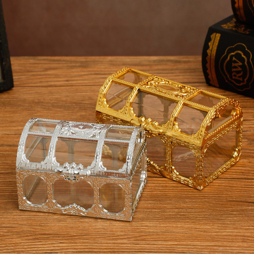 European style hollow golden candy box treasure box shape wedding candy box creative candy box silver wedding supplies wholesale
