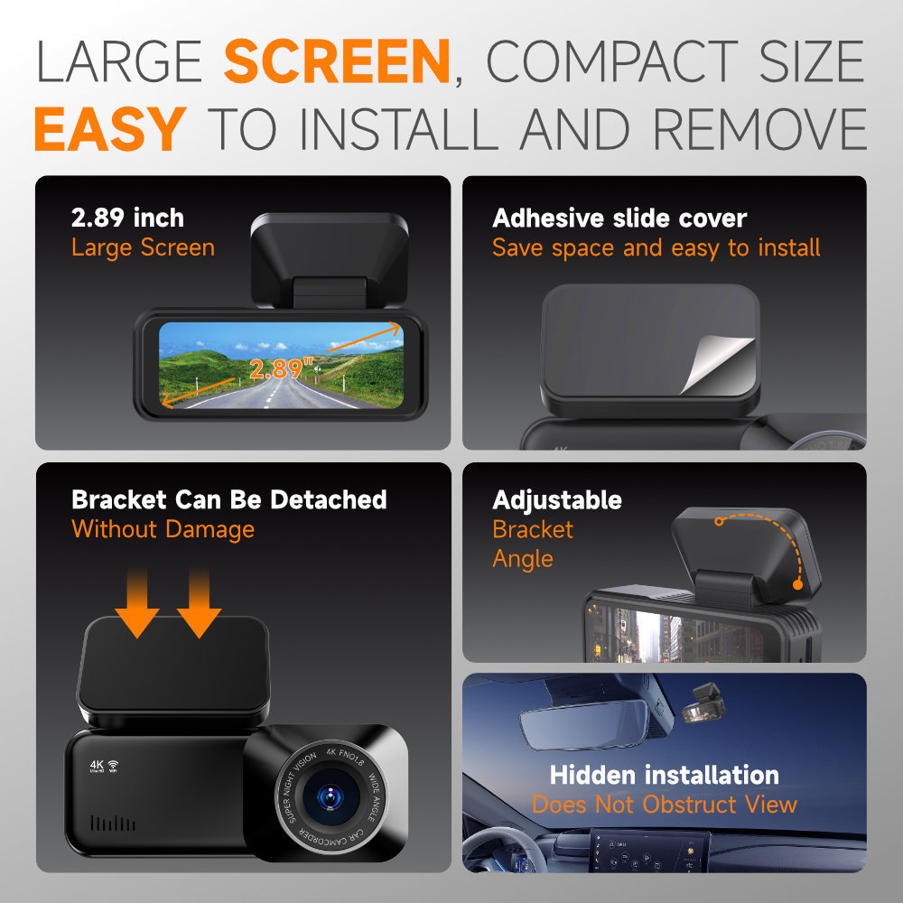 2026 Hot-Selling Temu Cross-Border 4K Front and Rear Dual Recording 170-Degree High-Definition Night Vision Dash Cam with 5g Wifi