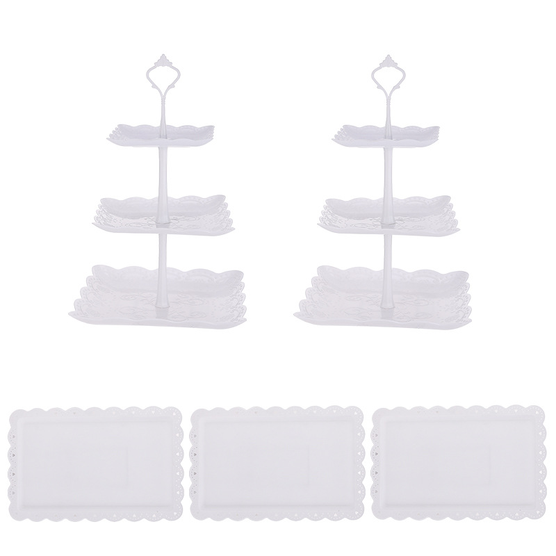 Estilo europeo de 3 capas plato de fruta té de la tarde bandeja de postre soporte de exhibición mesa de postre soporte de pastel mesa de combinación de pastel
