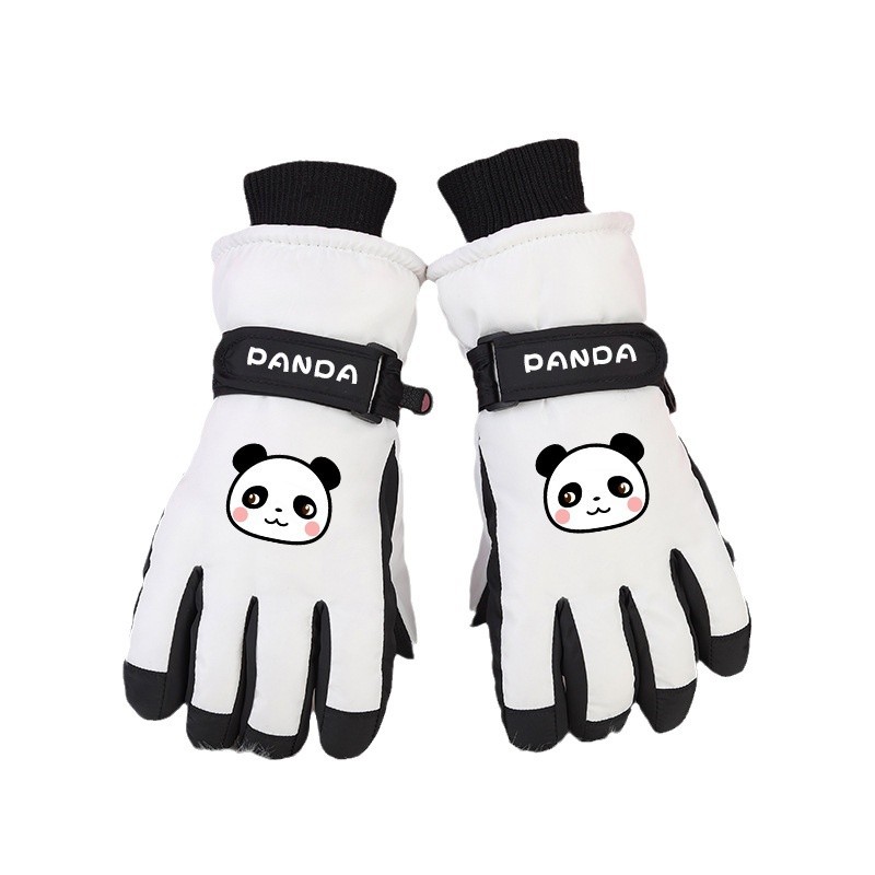 3-12 Guantes de algodón para niños a prueba de frío a prueba de agua a prueba de viento antideslizante de esquí caliente para jugar con algodón de nieve en invierno