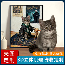 宠物卡通定制挂画宠物照片转卡通装饰画来图定制尺寸画面厂家批发