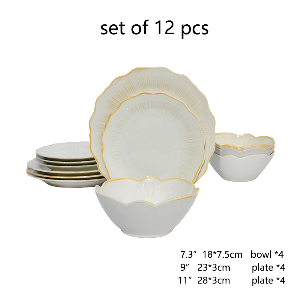 Ceramic black plates bowl dinnerware Set of 4 set de 16 piezas