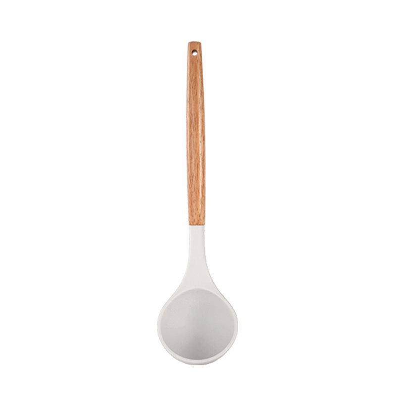 Mango de madera de silicona para utensilios de cocina de grado alimenticio resistente a altas temperaturas de cocina antiadherente de cocina