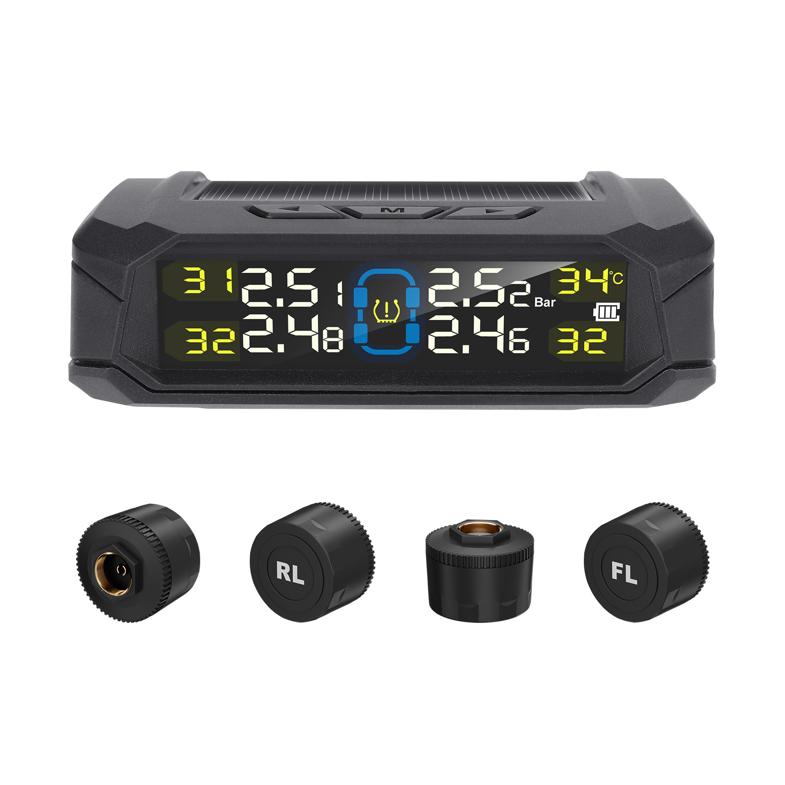 TPMS tire pressure monitoring high precision chip 8bar multi-language voice broadcast external TPMS solar tire pressure cross-border exclusive