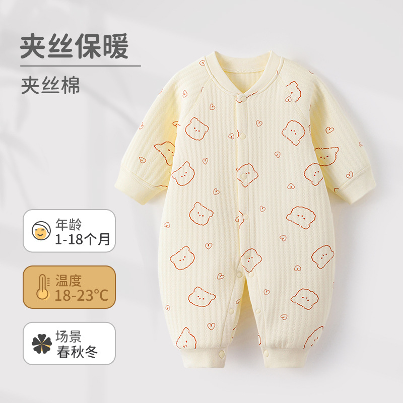Ropa de otoño e invierno para bebés, monos de algodón puro para bebés, peleles cálidos y adorables de algodón acolchado para niños y niñas, mamelucos para recién nacidos.