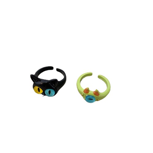 Childlike Cute Monster Cat Ring Women's 2024 New Trendy Fashion Personalized Ring Niche Design Index Finger Ring