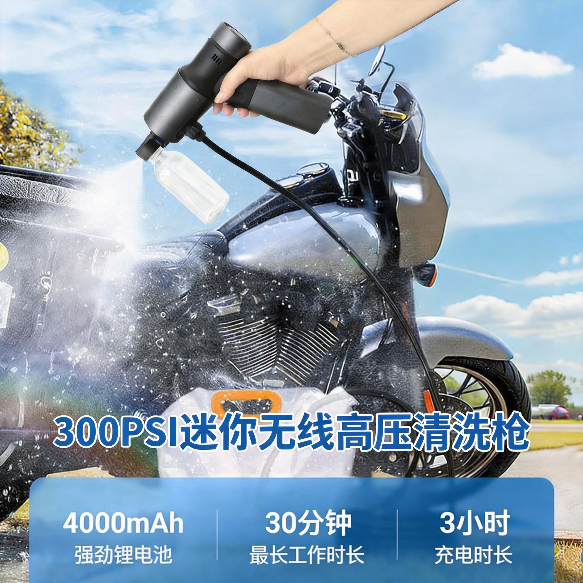 Foldable High-Pressure Car Wash Water Gun, Wireless Car Wash Machine for Home Use, 2026 New Model, Pressure Washer with Lithium Battery Spray Gun