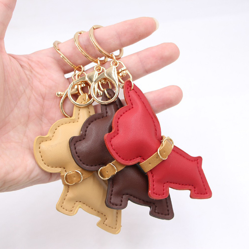 Super Fierce Bulldog Dog Pet Car Keychain pu Leather Fadou Doll Puppy Chai Dog Bag Hanging Ornaments