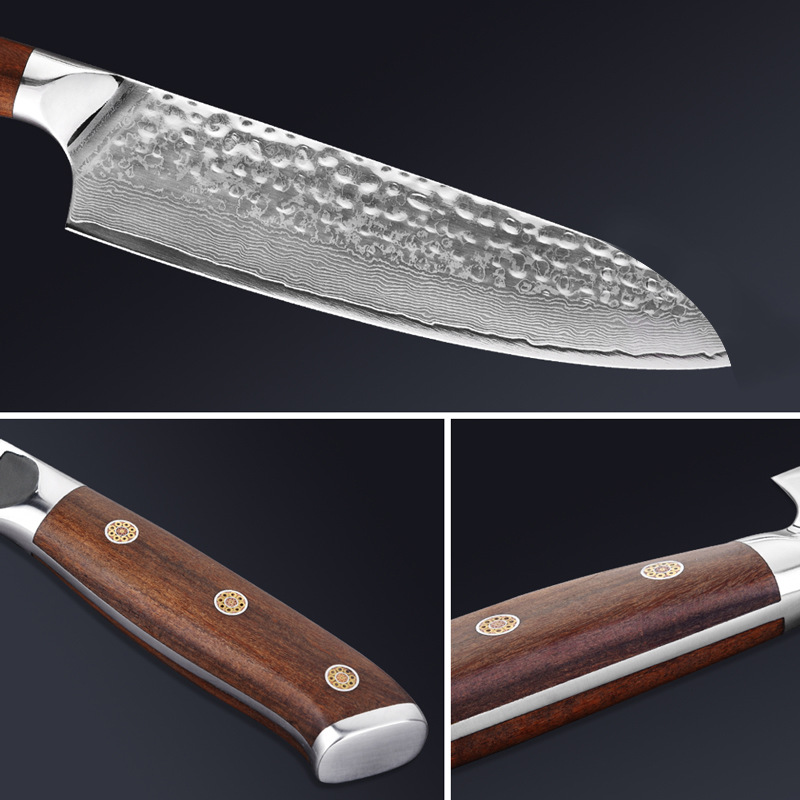 Cuchillo de acero de Damasco de 8 pulgadas de arena de madera de hierro cocina cuchillo transfronterizo exclusivo para la aprobación