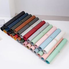 皮革纯色大号鼠标加工定制垫学生写字垫高级感笔记本垫配皮革绑带
