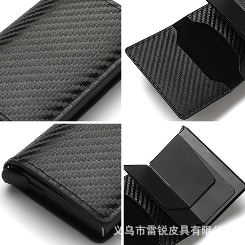 Men's anti-theft brush RFID small card holder carbon fiber coin purse multi-card slot bullet card aluminum box anti-magnetic large-capacity card holder