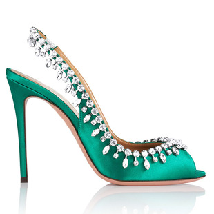 Sichuan Chengdu 2024 European and American Cross-Border New Rhinestone Chain French High Heels Stiletto Design Factory Direct Sales