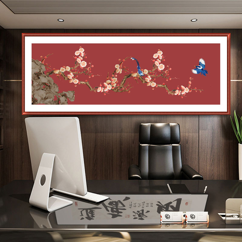 喜上眉梢十字绣2025新款线绣客厅餐厅喜庆喜事梅花喜鹊手工刺绣画