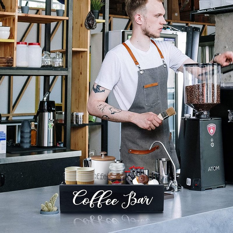木製コーヒーバー収納ボックス整理テーブルコーヒーラック収納バスケットコーヒー調味料バー収納ボックス|undefined