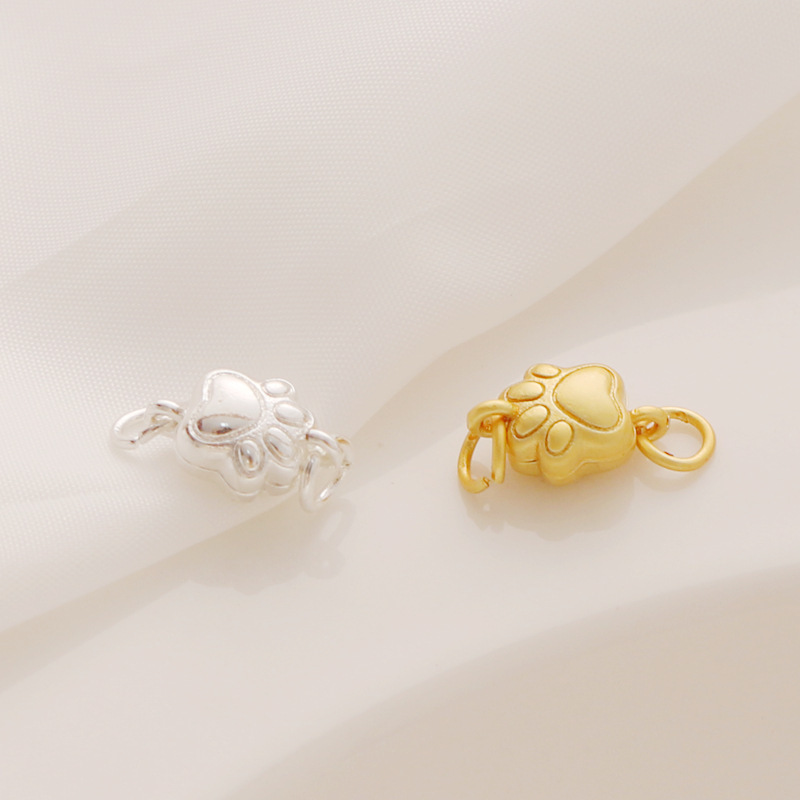 18K matte gold color protection silver double-sided cat claw magnet buckle bracelet necklace closing chain buckle suction iron buckle diy feet