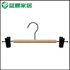 源头厂家铁木衣裤架铁衣架实木衣架酒店服装店批发黑色铁木衣架