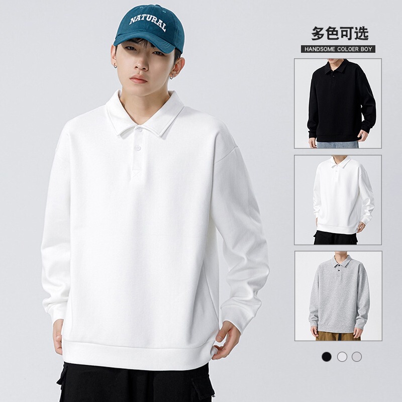 Brand heavyweight 350g collared sweatshirt for men, autumn and winter, loose, casual, versatile, suitable for young and middle-aged men, cotton top, wholesale Brand heavyweight 350g collared sweatshirt for men, autumn and winter, loose, casual, versatile, suitable for young and middle-aged men, cotton top, wholesale