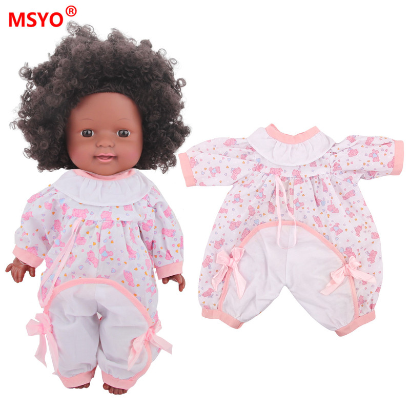 12 inch African black doll pajamas toy doll crotch pants cute bear pattern clothes accessories