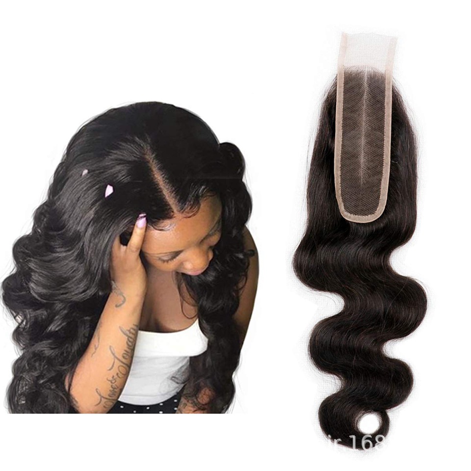 2x6 Cierre de bloque de pelo Kim 2x6 accesorios peluca brasileña real bloque de cabello humano