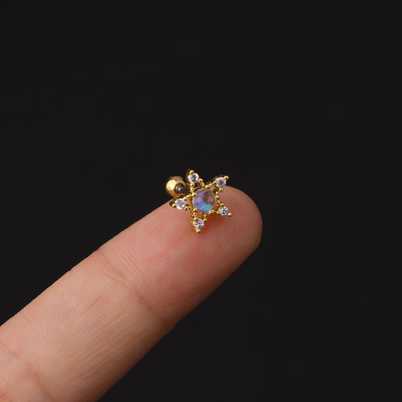 nihaojewelry fashion screw ball inlaid zircon stainless steel stud earrings single wholesale jewelry