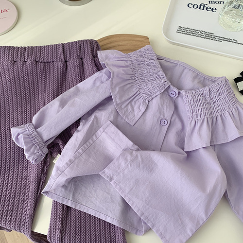 Girls flower sweater 0-6 years old spring Korean children's clothing baby girl fashion contrast color spring clothing children's top CY903