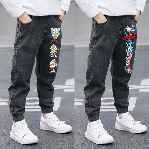 Ultraman Boys' Denim Pants 2025 Spring and Autumn Children's Autumn Thickened Loose Pants Boys' Older Kids' Casual Trousers