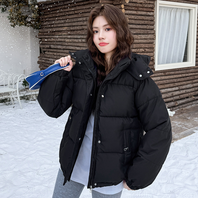 今年流行的短款连帽羽绒棉服宽松棉衣小个子面包服加厚棉袄外套潮|undefined