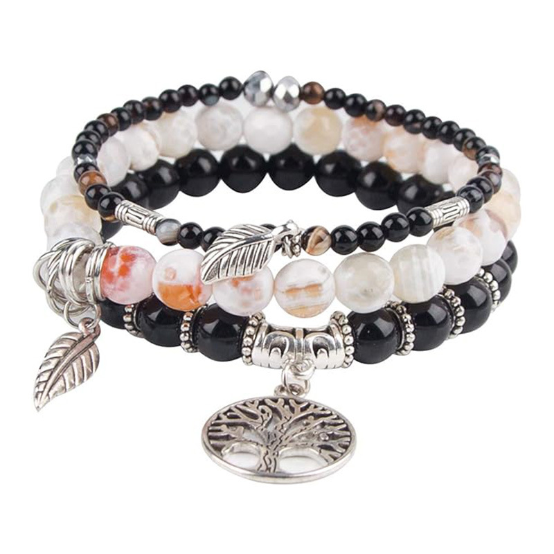 Bracelet arbre de vie plume avec pierres turquoise bohème_voghion.com