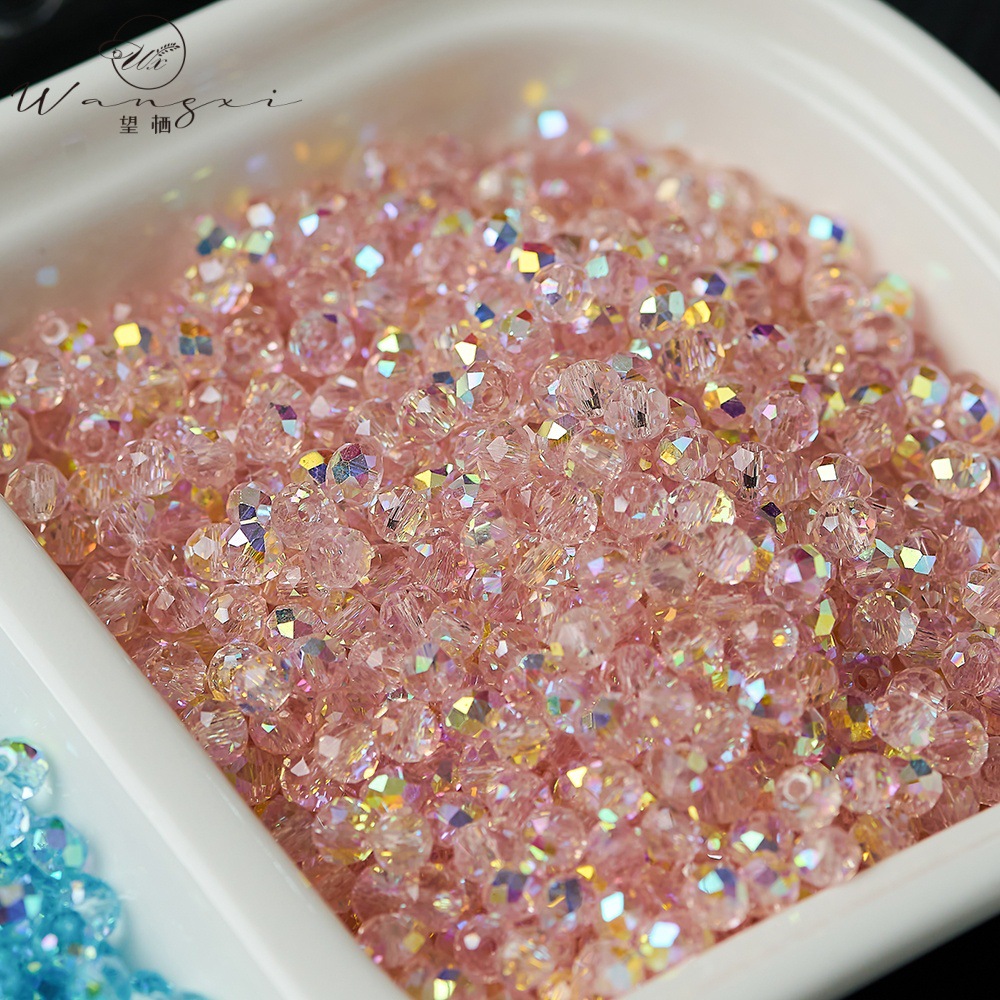 Explosive Flash 4mm Colorful Crystal Glass Flat Beads Diy Handmade...