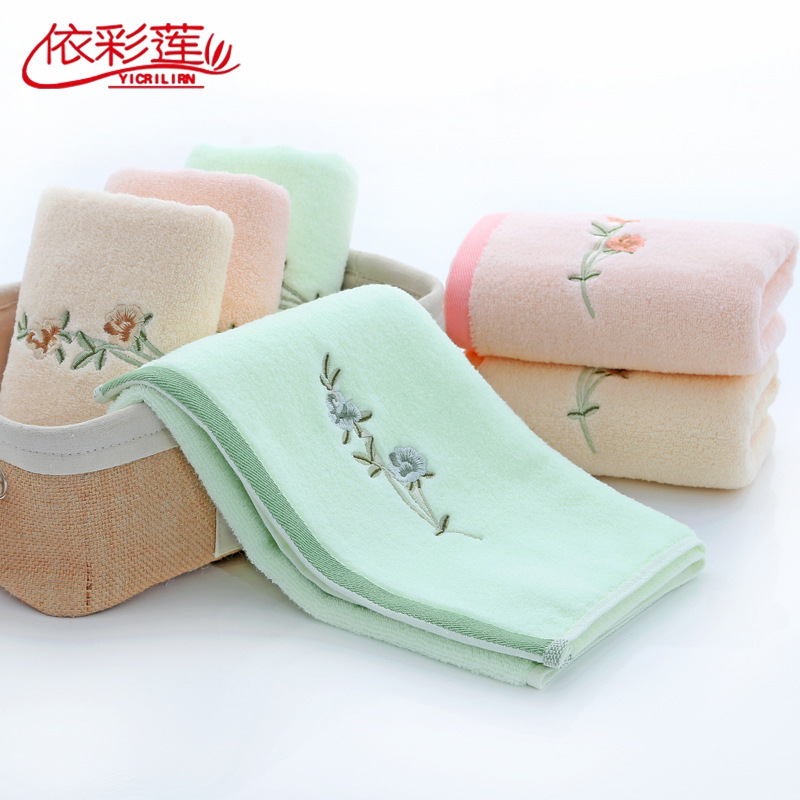批發洗臉毛巾棉成人柔軟吸水擦臉巾 無捻繡花毛巾棉洗臉巾批發
