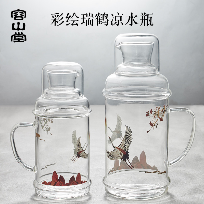 容山堂玻璃彩绘冷水壶家用大容量耐高温凉白开水瓶果汁壶创意扎壶|ms