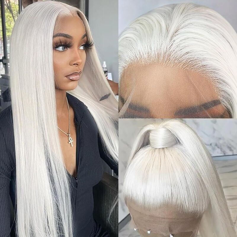 Cross-Border Amazon European and American Best-Selling Style Front Lace Wig Long Straight Hair 13*4 Wig Chemical Fiber High Temperature Silk White Cross-Border Amazon European and American Best-Selling Style Front Lace Wig Long Straight Hair 13*4 Wig Chemical Fiber High Temperature Silk White