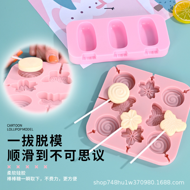 Lollipop molde silicona Navidad niños azúcar molde Lollipop hornear DIY Herramienta 8 12 incluso rejilla molde antiadherente