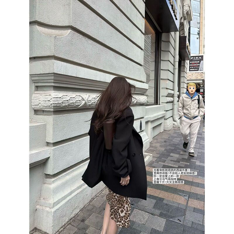 4721 #   'High-Quality Intelligent Female Hero' Stylish Modified Version of the High-Quality Improved Version of the Fashionable Diagonal-Button Slimming Wide-Shoulder Loose-Fitting Blazer