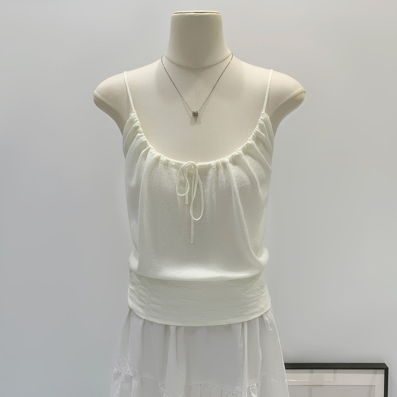 Korean-Style Design with Straps, U-Neck, Thin Shoulder Straps, Short Vest for Women, Summer Outerwear, 2026 New Model, Stunning Little Camisole