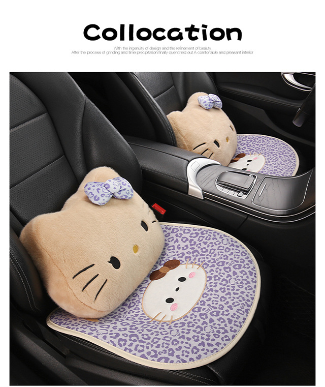 Car Headrest and Lumbar Support Cartoon Kt Cat Headrest Pillow, Car Headrest for All Seasons, Lumbar Pillow, Neck Pillow, Car Headrest