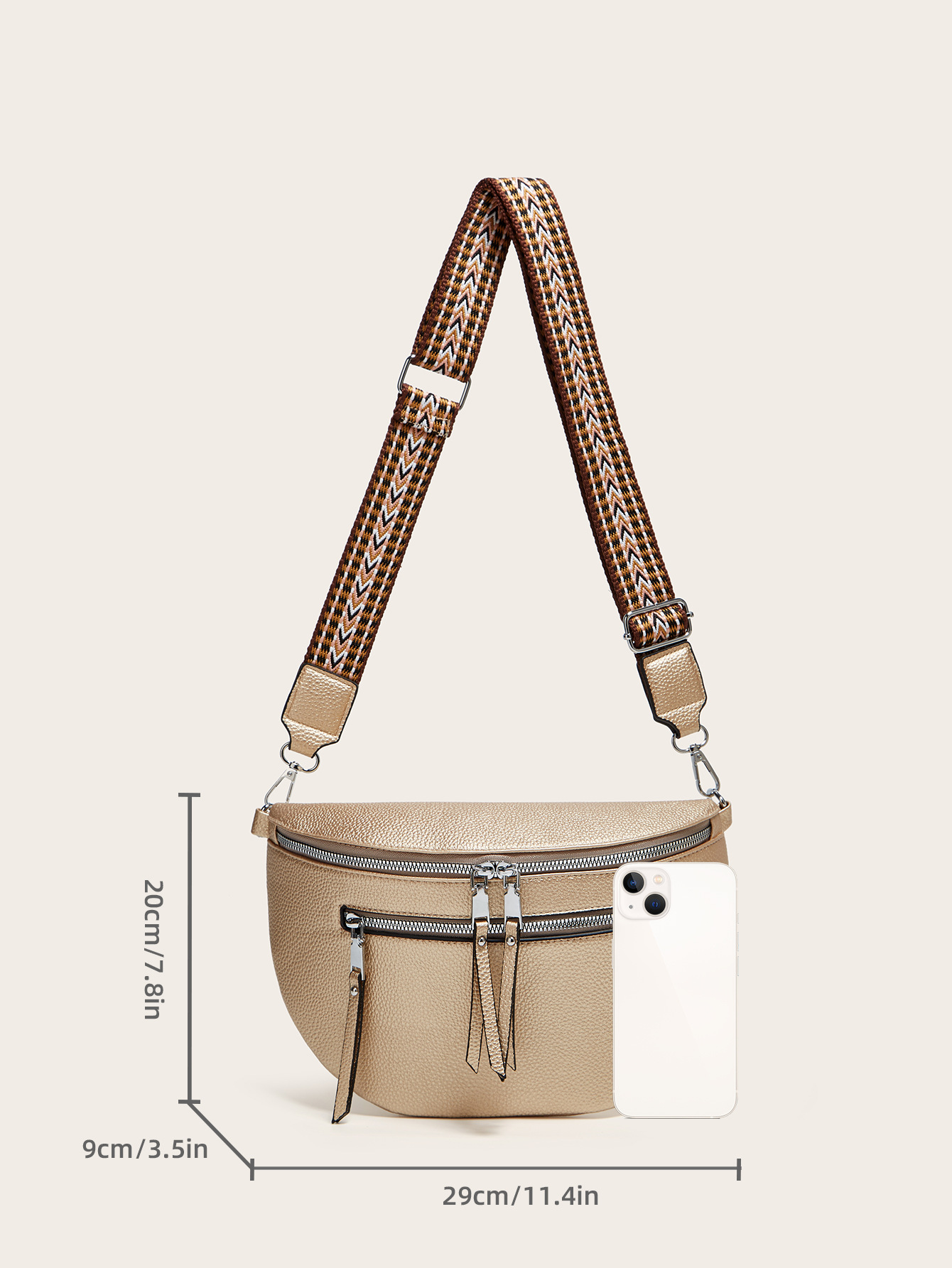 Zipper Closure Type Single Shoulder Strap Strap Type Women's Streetwear Solid Color Pu Leather Waist Bags