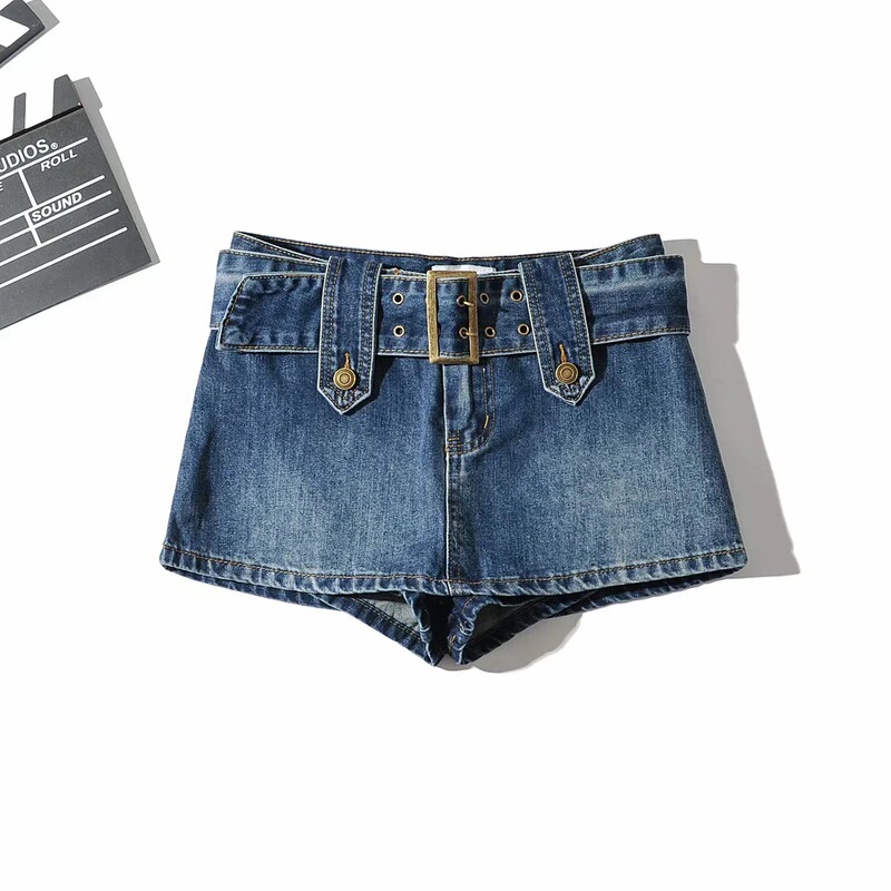 Cross Border Women's Clothing Amazon Export Low Waist Denim Shorts Women Summer Fashion Belt Mini Denim Miniskirt Pants Cross Border Women's Clothing Amazon Export Low Waist Denim Shorts Women Summer Fashion Belt Mini Denim Miniskirt Pants